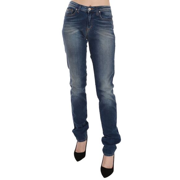 Fiorucci Blue Washed Mid Waist Slim Fit Denim Women's Jeans